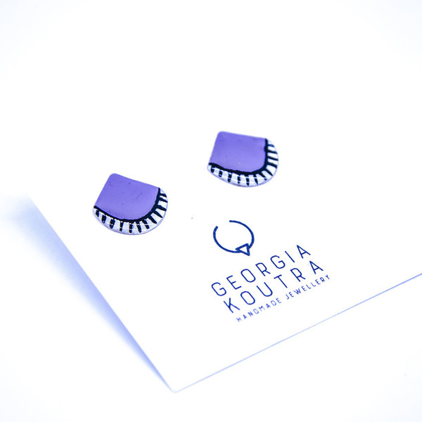 Geometric stud earrings with colours - αλπακάς, καρφωτά, Black Friday - 2
