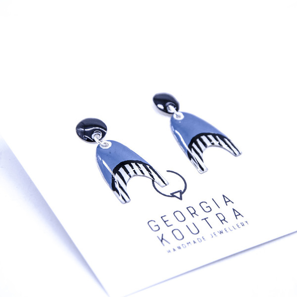 Geometric earrings in light blue - ασήμι, αλπακάς, κρεμαστά, Black Friday - 2