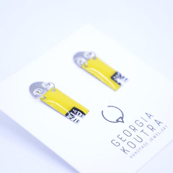 Geometric earrings in yellow - αλπακάς, μικρά, κρεμαστά, Black Friday