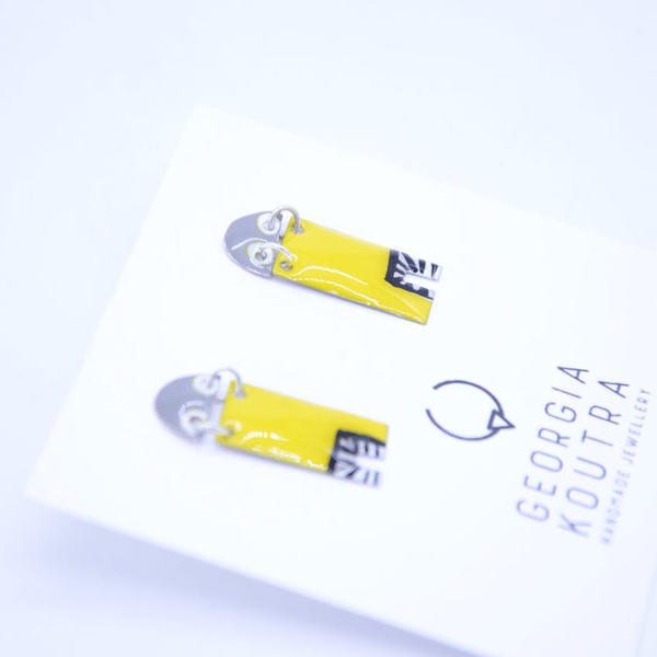 Geometric earrings in yellow - αλπακάς, μικρά, κρεμαστά, Black Friday - 2