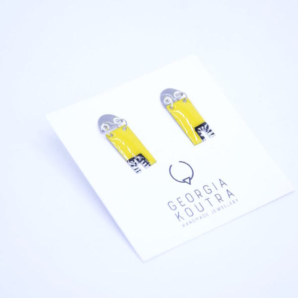 Geometric earrings in yellow - αλπακάς, μικρά, κρεμαστά, Black Friday - 3