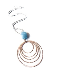 Light blue Agate long necklace - ημιπολύτιμες πέτρες, αχάτης, μοντέρνο, γυναικεία, μακριά