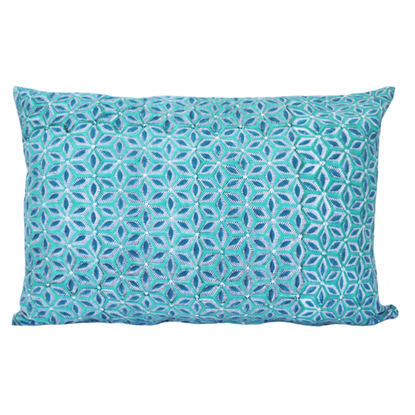 Μαξιλάρι χειροποίητο με μπλε γραμμικό σχέδιο - βαμβάκι, χειροποίητα, μαξιλάρια, διακόσμηση σαλονιού