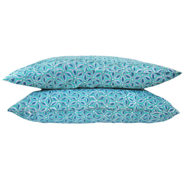 Μαξιλάρι χειροποίητο με μπλε γραμμικό σχέδιο - βαμβάκι, χειροποίητα, μαξιλάρια, διακόσμηση σαλονιού - 2