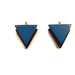 Χειροποίητα ξύλινα σκουλαρίκια τρίγωνa "Equal triangle earrings" - ξύλο, επιχρύσωση 14κ