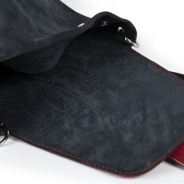 Δερμάτινο Backpack κόκκινο - μπλε - δέρμα, πλάτης, μεγάλες, all day, μεταλλικά στοιχεία, μικρές - 4