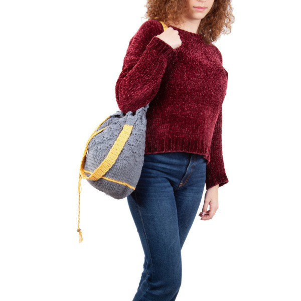 Τσάντα καλοκαιρινή πουγκί - ώμου, πουγκί, crochet, πλεκτές τσάντες, φθηνές - 3