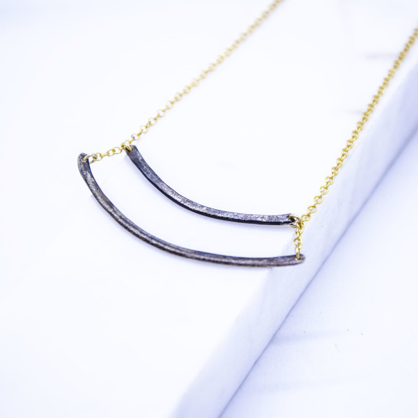 "Black n' Gold'' necklace - επιχρυσωμένα, ασήμι 925, κοντά, Black Friday