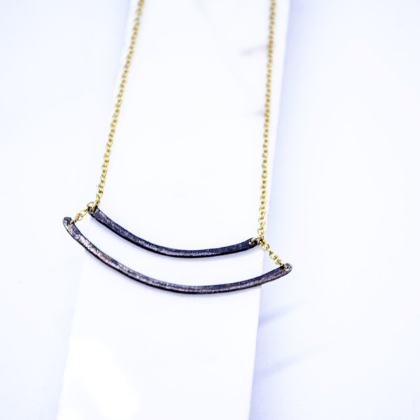 "Black n' Gold'' necklace - επιχρυσωμένα, ασήμι 925, κοντά, Black Friday - 2