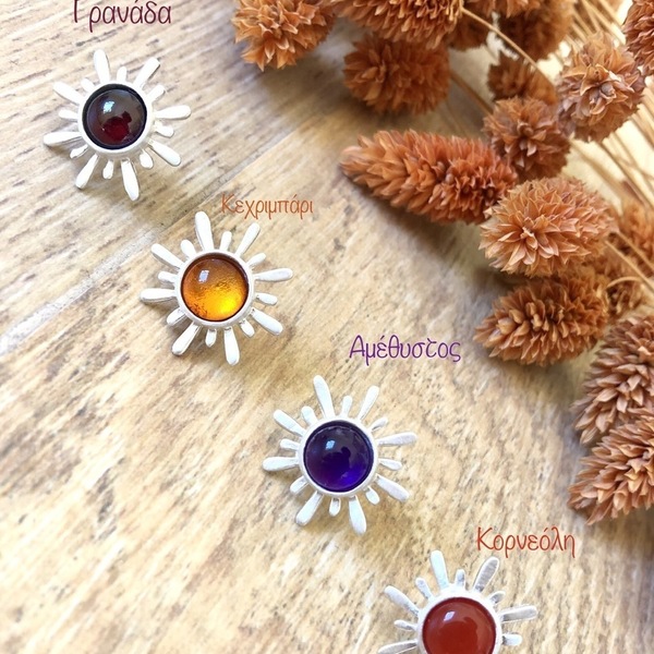 Ασημένιο δαχτυλίδι - λουλούδι με πέτρα - ασήμι, ημιπολύτιμες πέτρες, λουλούδια, αυξομειούμενα - 3