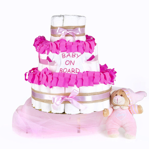 Τούρτα από πάνες - (diaper cake) για κοριτσάκι - κορίτσι, diaper cake, baby shower, δώρο γέννησης, σετ δώρου