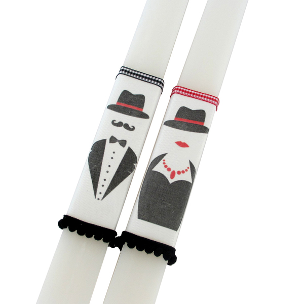 Aρωματικές λαμπάδες Mr & Mrs Kamvas Σετ των 2τμχ πλακέ 30cm - ανδρικά, καμβάς, λαμπάδες, ζευγάρια - 4