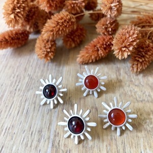 Ασημένια σκουλαρίκια - Λουλούδι με πέτρα - καρφωτά, ασήμι, πέτρες, romantic