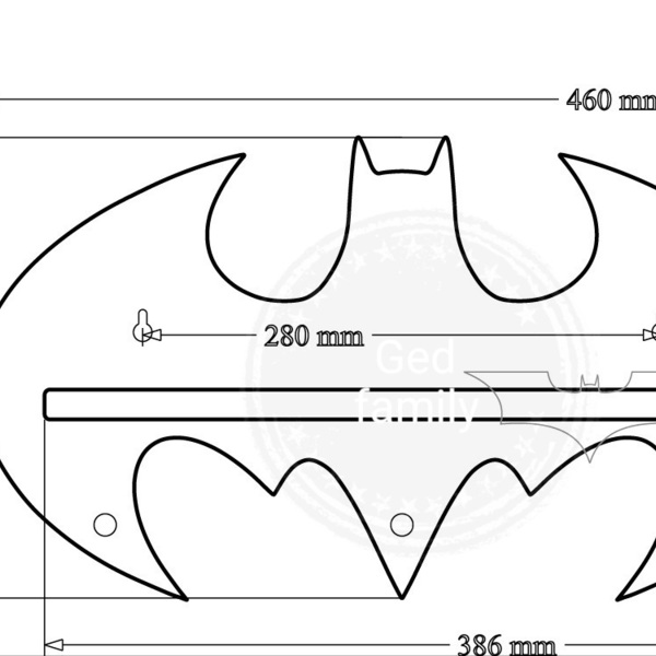 Ξύλινο παιδικό ράφι με υπερήρωα, Batman, 46 εκατοστά - αγόρι, αγορίστικο, κρεμάστρες - 3