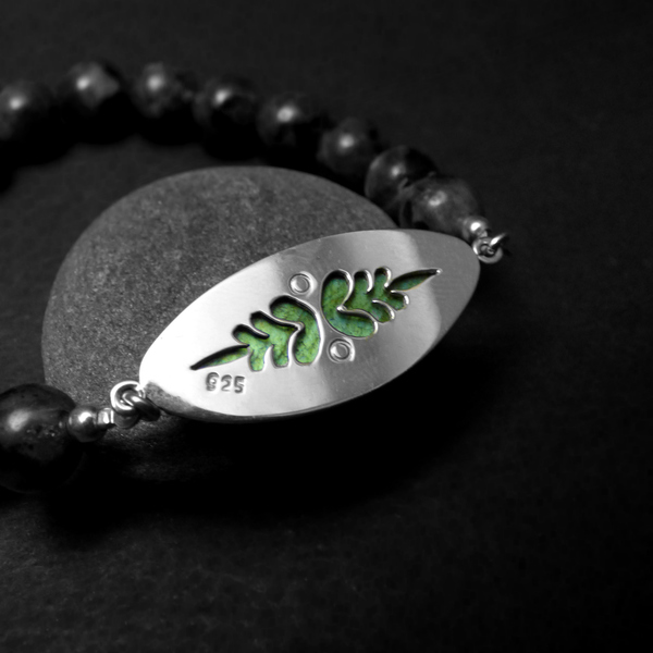 " Silver Labradorite bracelet " - Χειροποίητο βραχιόλι από ασήμι 925 και ημιπολύτιμο λίθο Λαβραδορίτη! - ασήμι, χάντρες, αρχαιοελληνικό, αυξομειούμενα - 3