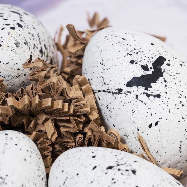 Λευκά τσιμεντένια Αυγά με μαύρες πιτσιλιές|Σετ των 6 - διακοσμητικά, πασχαλινά αυγά διακοσμητικά, για ενήλικες, πασχαλινή διακόσμηση, πασχαλινά δώρα - 4