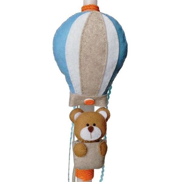 Λαμπάδα αρκουδάκι αερόστατο - αγόρι, λαμπάδες, αερόστατο, λούτρινα, για παιδιά