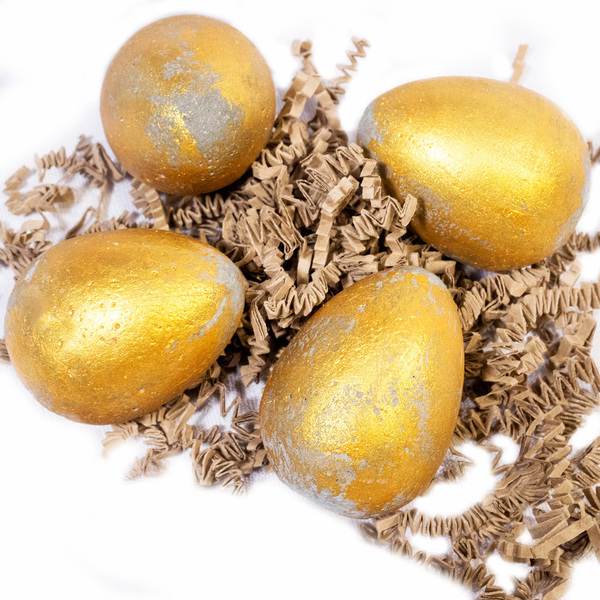 Χρυσά ρουστίκ Τσιμεντένια Πασχαλινά Αυγά|Σετ των 4 - διακοσμητικά, πασχαλινά αυγά διακοσμητικά, για ενήλικες, πασχαλινά δώρα