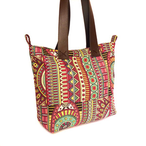 Boho τσάντα - tote bag με λουριά δερματίνης - ώμου, μεγάλες, all day, tote - 2
