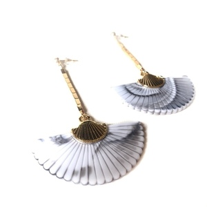 Seashell hematite earrings - statement, επιχρυσωμένα, αιματίτης, κοχύλι, must αξεσουάρ
