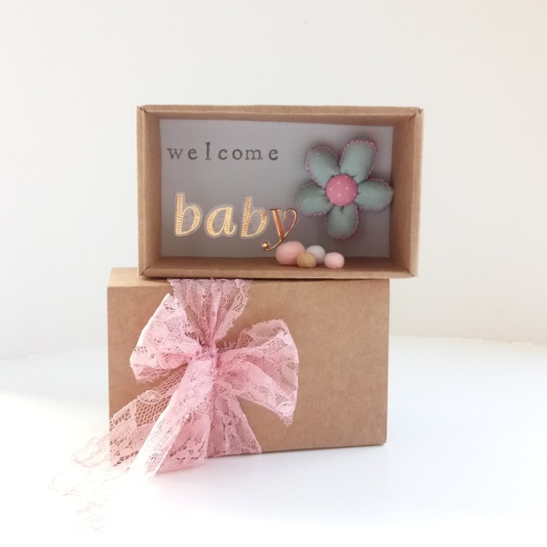 Ευχετήρια Κάρτα in a ΒΟΧ Για Νεογέννητο Μαργαρίτα Ροζ - κουτί, αναμνηστικά, κάρτα ευχών, γέννηση - 4