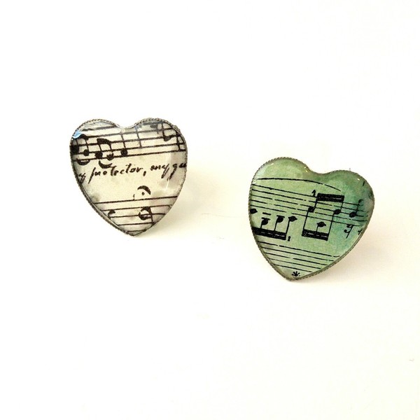 Δαχτυλίδι καρδιά με νότες μουσικής - καρδιά, μεγάλα, δώρα για δασκάλες, αυξομειούμενα, φθηνά - 5
