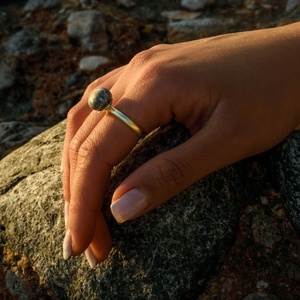 "Λαλούδες" - Xειροποίητο επάργυρο ματ δαχτυλίδι με φυσικό βότσαλο! - επάργυρα, θάλασσα, βότσαλα, αυξομειούμενα, φθηνά - 5