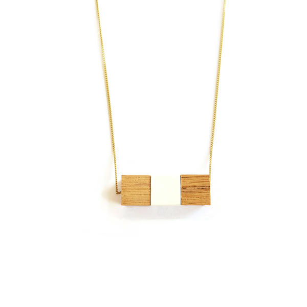 Χειροποίητο ξύλινο κολιέ κύβος "Cube 3 necklace" - ξύλο, επιχρυσωμένα, ασήμι 925, χειροποίητα, κοντά, Black Friday