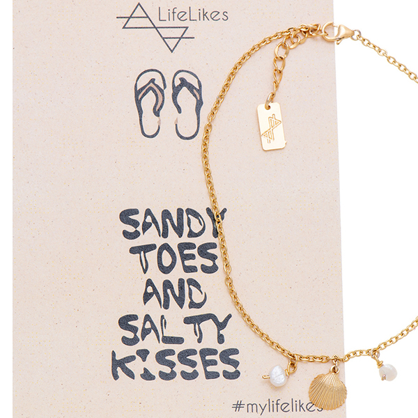 Sandy Toes – Summer Touch - επιχρυσωμένα, ορείχαλκος, κοχύλι, ποδιού, αυξομειούμενα
