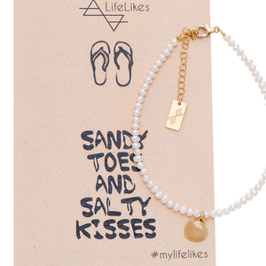 Sandy Toes – Ahivada White Pearl - ποδιού, αυξομειούμενα, επιχρυσωμένα, κοχύλι