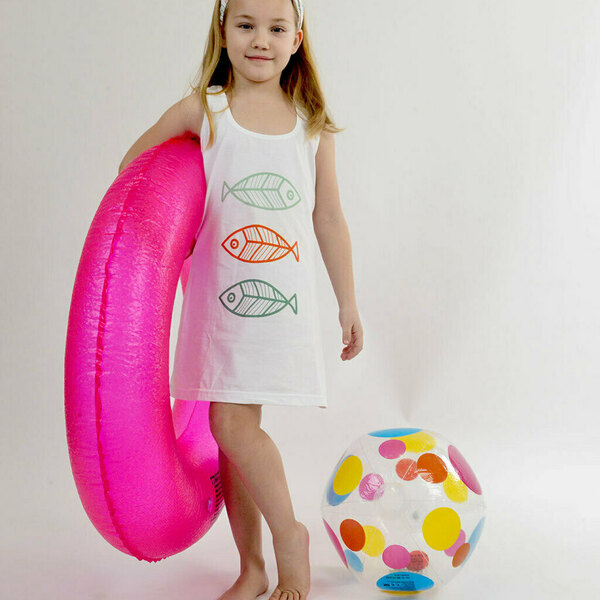 Παιδικό βαμβακερό αμάνικο φόρεμα - βαμβάκι, καρπούζι, παιδικά ρούχα - 2