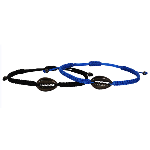 Ανδρικό βραχιόλι Shell black-blue macrame - κοχύλι, μακραμέ, βραχιόλια, δώρα για άντρες - 2
