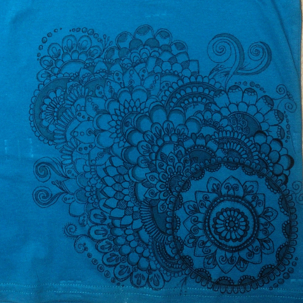 Mandala T-shirt μπλε - t-shirt, χειροποίητα - 2