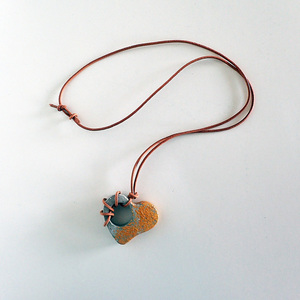 Necklace " HEART " leather - charms, καρδιά, τσιμέντο, μακριά, κρεμαστά, δώρα για γυναίκες, φθηνά - 5