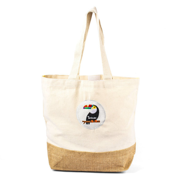 Υφασμάτινη tote bag με πολύχρωμο κέντημα - ύφασμα, ώμου, μεγάλες, all day, θαλάσσης, tote, αξεσουάρ παραλίας, πάνινες τσάντες, φθηνές