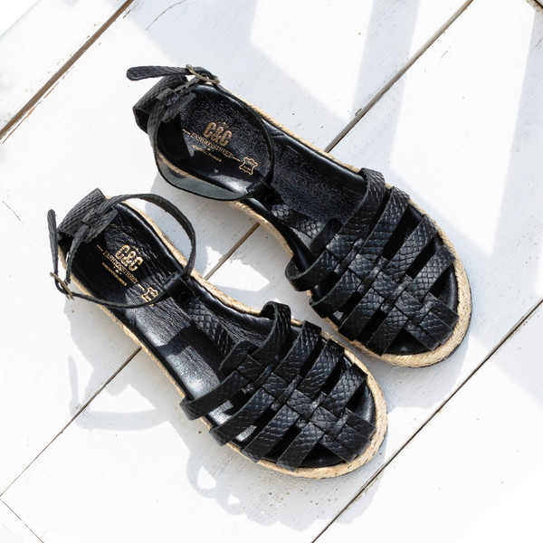 Δερμάτινη μαύρη εσπαντρίγια 2019 ‘ Catwalk ‘ - δέρμα, gladiator, ankle strap - 3