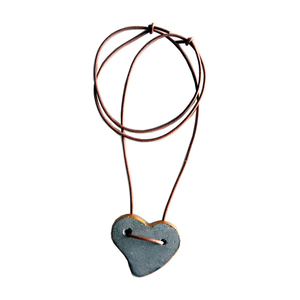 Necklace " HEART " leather2 - δέρμα, charms, καρδιά, τσιμέντο, μακριά, κρεμαστά, δώρα αγίου βαλεντίνου, φθηνά, μενταγιόν