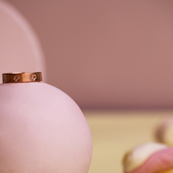 Χειροποίητο ασημένιο δαχτυλίδι με αστεράκια ροζ χρυσό - ασήμι, επιχρυσωμένα, αστέρι, μικρά, αυξομειούμενα - 4