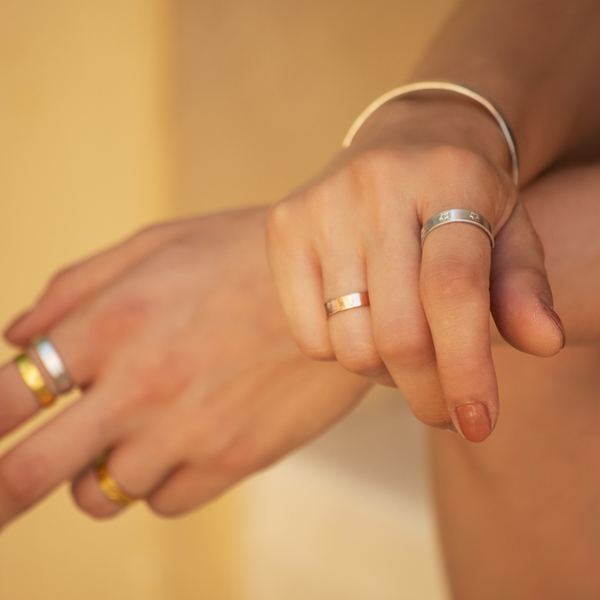 Χειροποίητο ασημένιο δαχτυλίδι με αστεράκια ροζ χρυσό - ασήμι, επιχρυσωμένα, αστέρι, μικρά, αυξομειούμενα - 5
