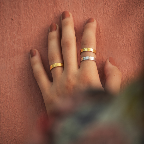 Χειροποίητο ασημένιο δαχτυλίδι με αστεράκια χρυσό - ασήμι, επιχρυσωμένα, αστέρι, μικρά, αυξομειούμενα - 5