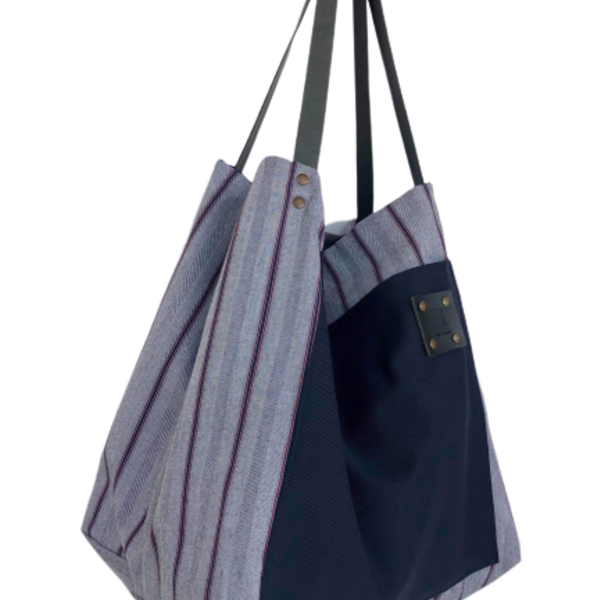 Χειροποίητη τσάντα ώμου oversized διπλής όψης berlin - ύφασμα, ώμου, διπλής όψης, χειροποίητα - 3