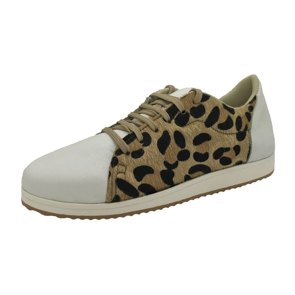 MARGO SHOES Sneakers Γυναικεία Δέρμα Λαυκό & Λεοπάρ Εco Pony Skin - δέρμα, γυναικεία