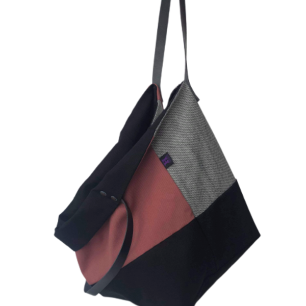 Χειροποίητη τσάντα ώμου oversized διπλής όψης firenze - ύφασμα, ώμου, διπλής όψης, χειροποίητα
