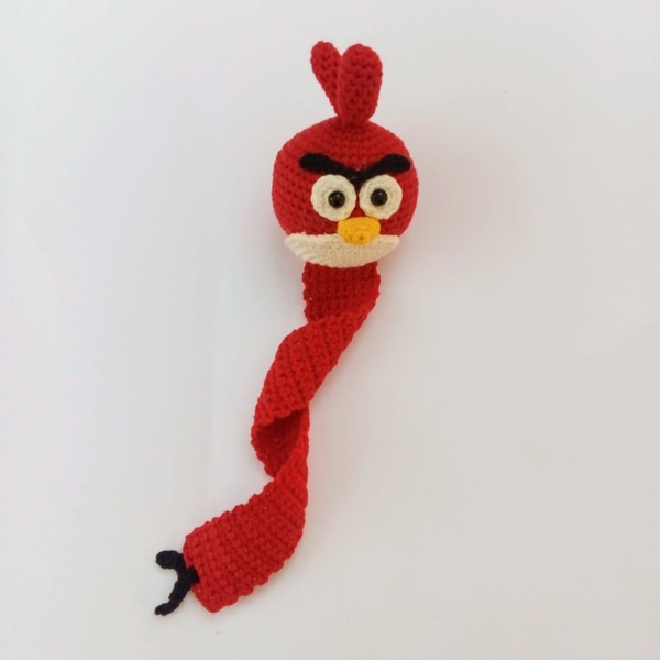 Σελιδοδείκτης κουκλάκι κόκκινο πουλάκι - σελιδοδείκτες, λούτρινα, amigurumi - 5