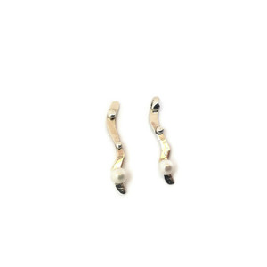 Καρφωτό ασημένιο σκουλαρίκι με μαργαριτάρι - ασήμι, καρφωτά, μαργαριτάρι, νυφικά