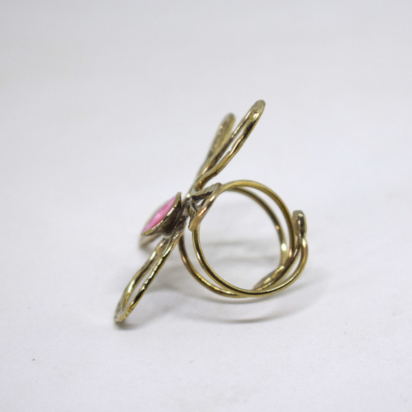 Δαχτυλίδι μαργαρίτα με ροζ σμάλτο !!!! - ροζ, μεγάλα, αυξομειούμενα, φθηνά - 3