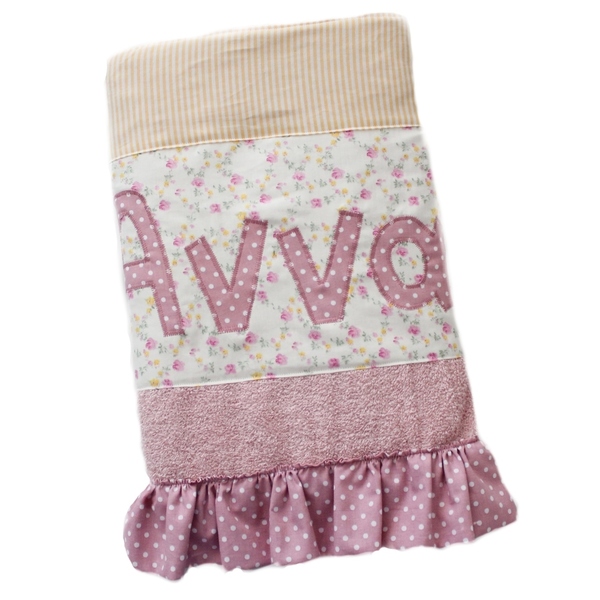 Παιδική/Βρεφική πετσέτα σώματος ροζ με όνομα - κορίτσι, πετσέτα, όνομα - μονόγραμμα, πετσέτες