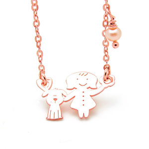 Kολιέ Κορίτσι Σκύλος Μαργαριτάρι Ασήμι 925 - charms, minimal, πέρλες, δώρα γενεθλίων
