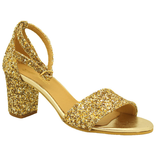 MARGO SHOES Πέδιλα "GOLD GLITTER DROPS" - ύφασμα, γυναικεία, γκλίτερ