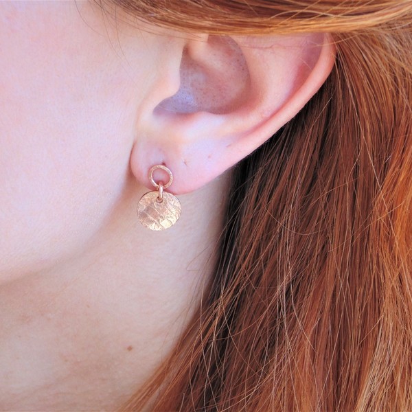 Σκουλαρίκια με κρικάκια και δίσκους coin earrings - ασήμι, επιχρυσωμένα, κύκλος, καρφωτά - 3